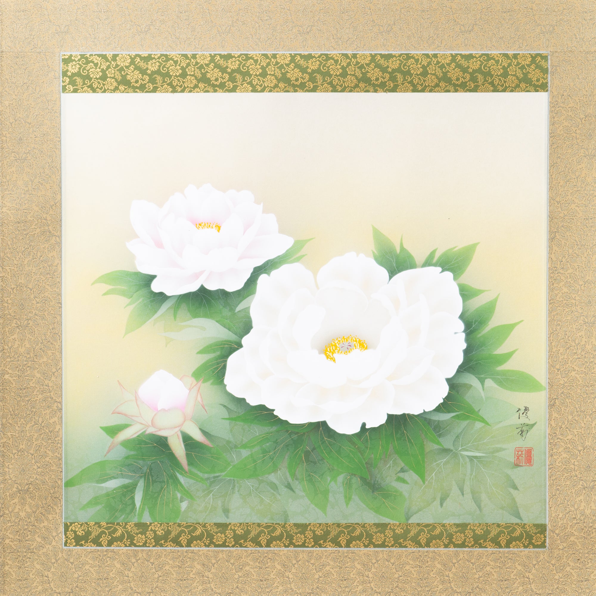 Peonies / Kakejiku Hanging Scroll