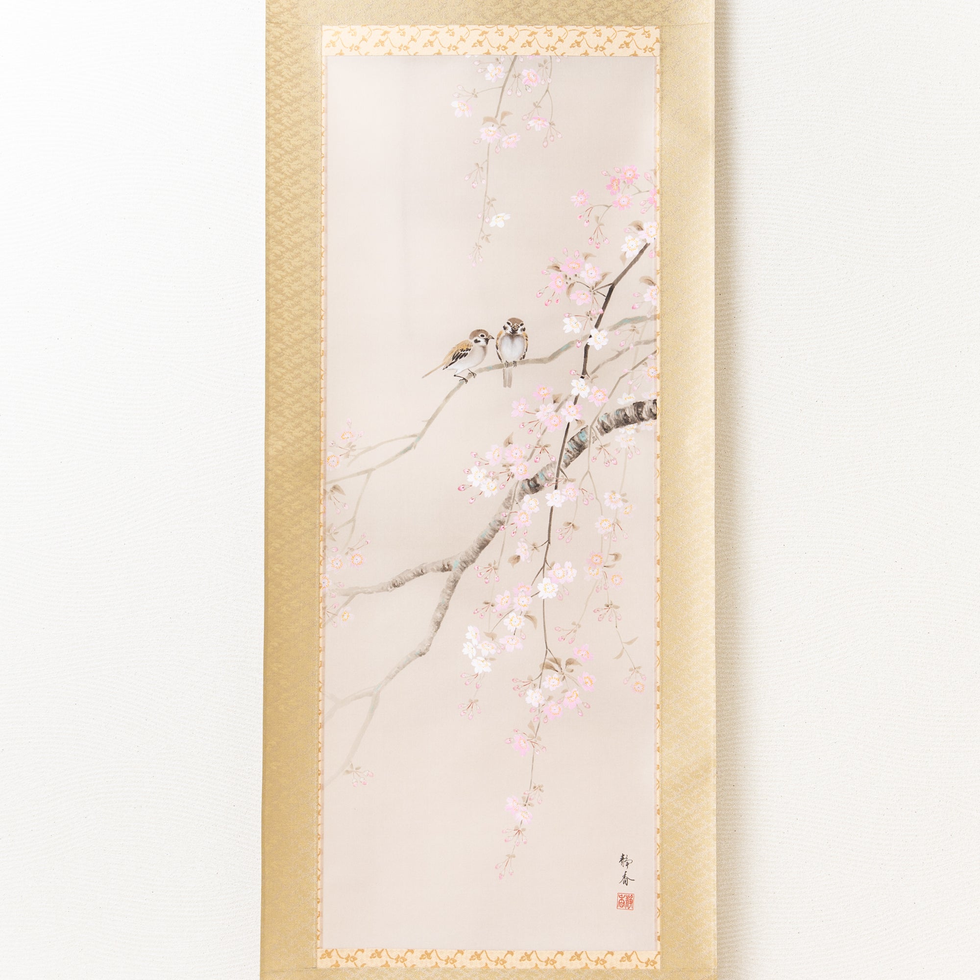 Cherry Blossoms and Small Birds / Kakejiku Hanging Scroll