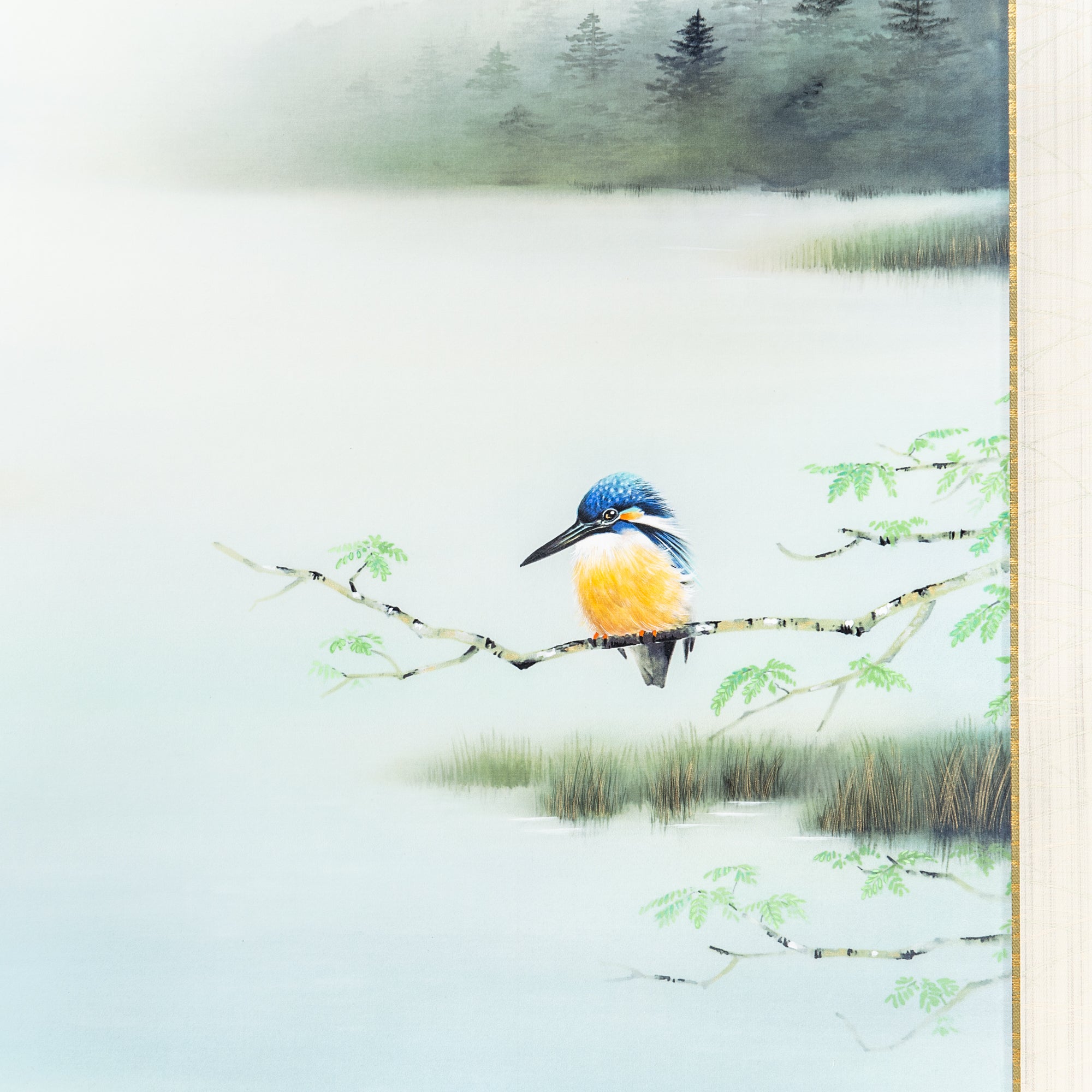 Kingfisher - Sato Bizan  / Kakejiku Hanging Scroll