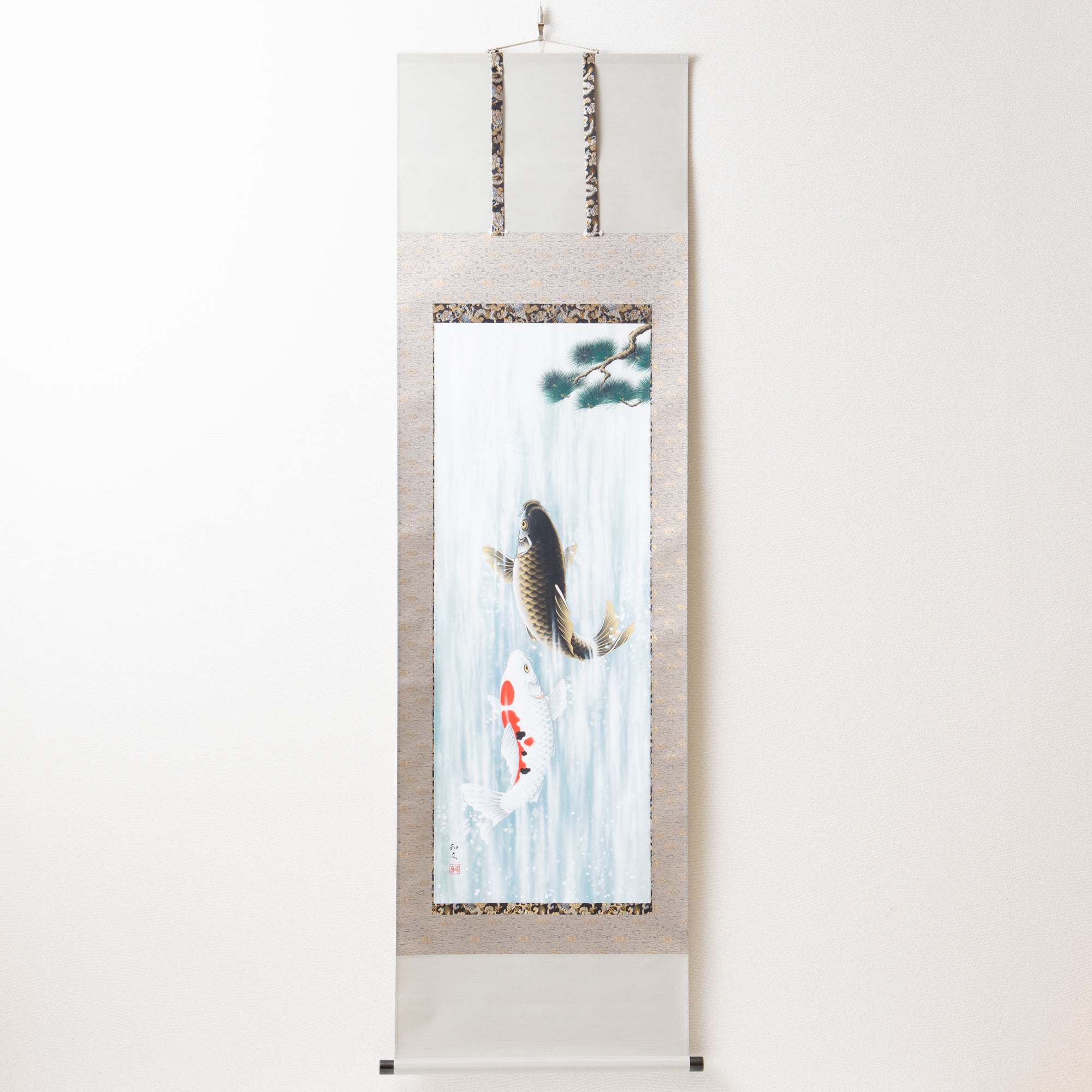 Fortune-Ascending Koi / Kakejiku Hanging Scroll