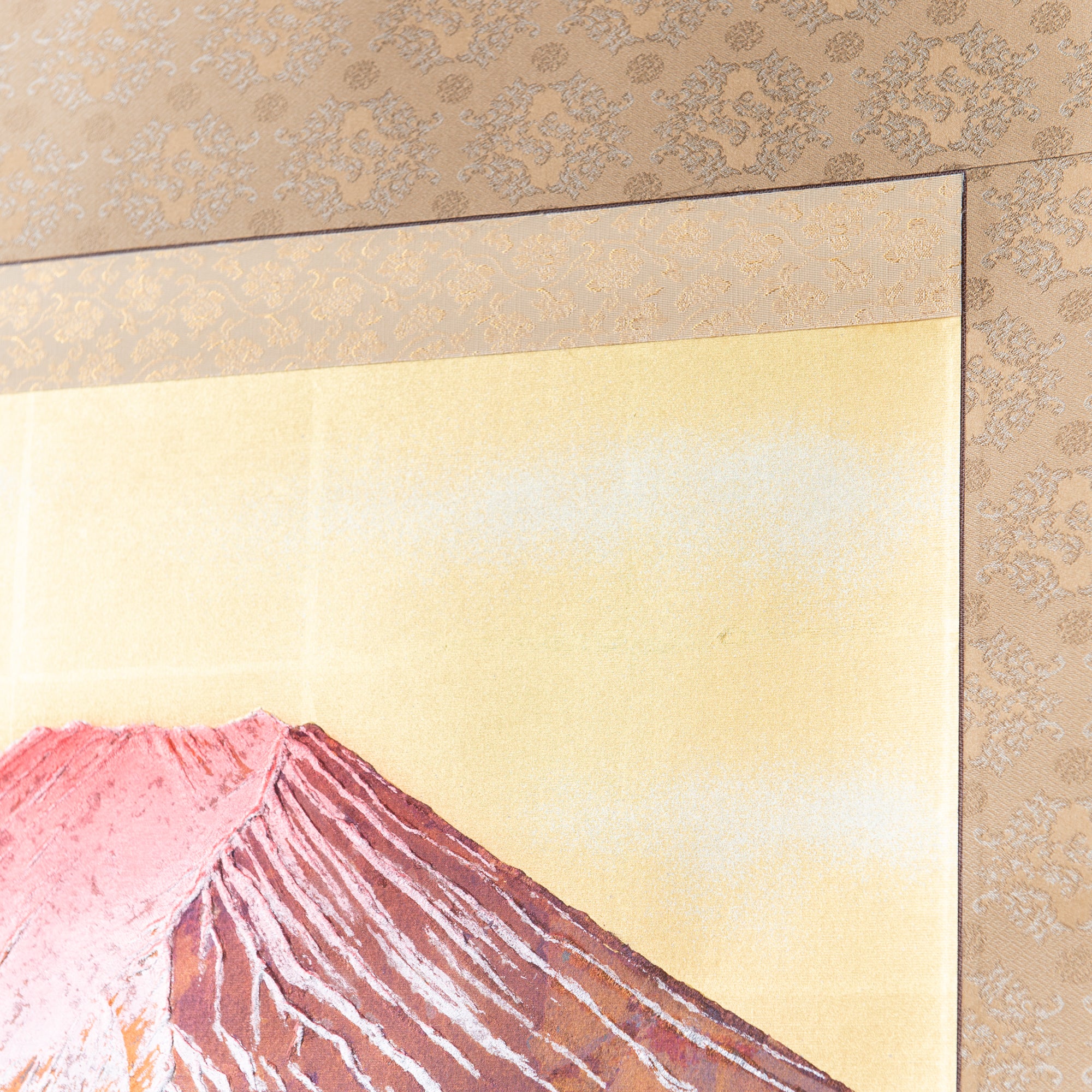 Gold Leaf Craft: Dawn Red Mount Fuji / Kakejiku Hanging Scroll