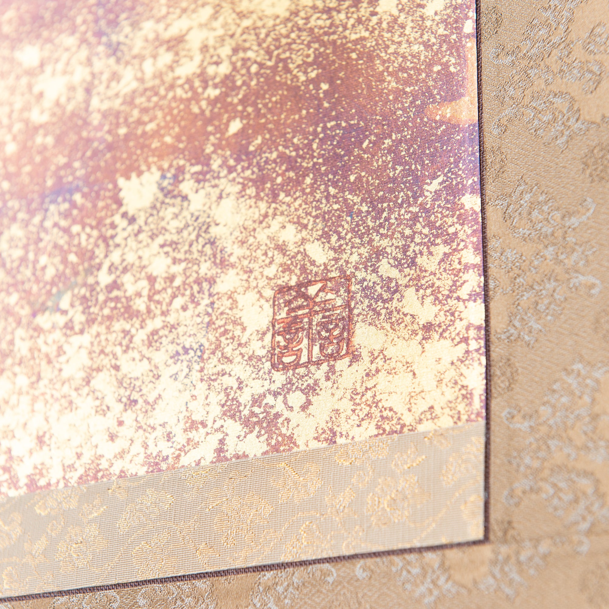 Gold Leaf Craft: Dawn Red Mount Fuji / Kakejiku Hanging Scroll