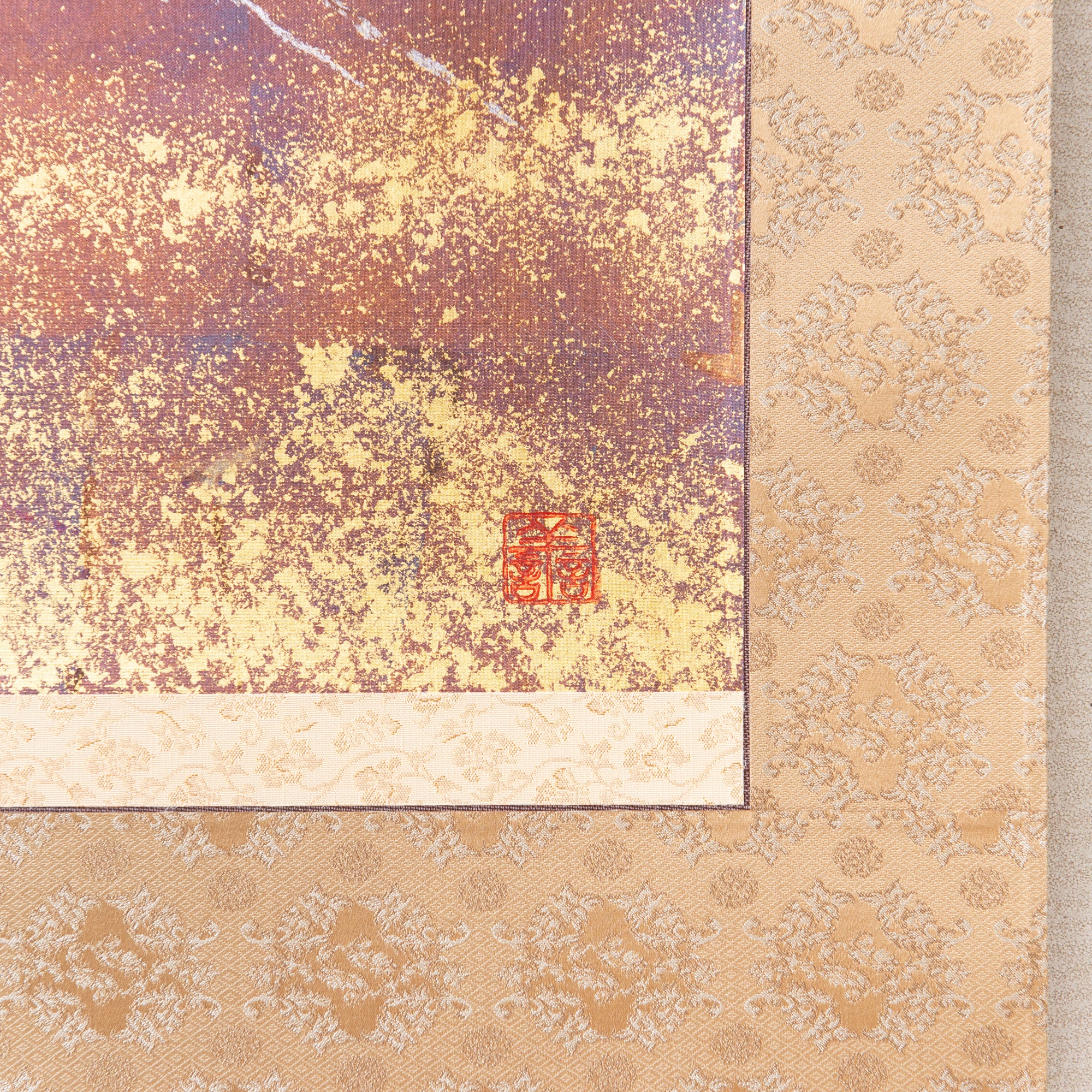 Gold Leaf Craft: Dawn Red Mount Fuji / Kakejiku Hanging Scroll